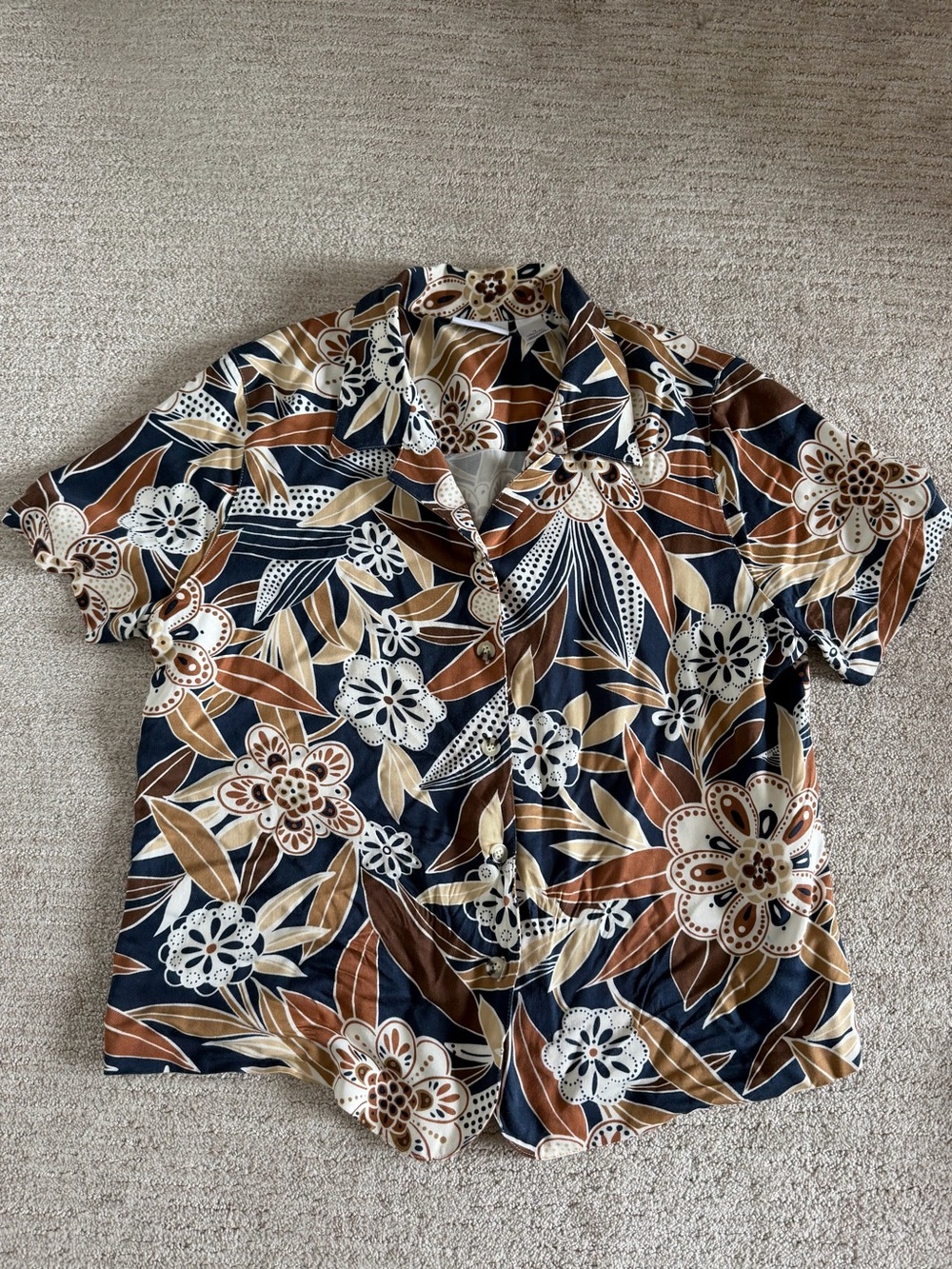 ALFRED DUNNER Vintage Rayon Floral Print Shirt Large